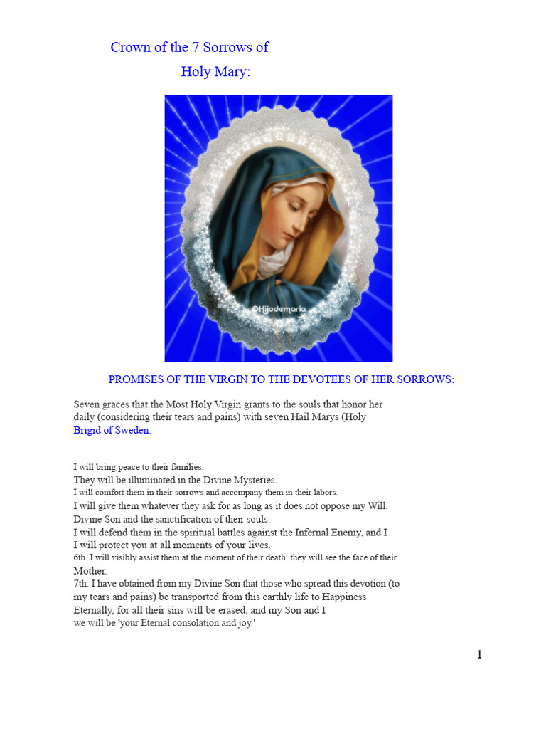 Mc13-Coronilla of The 7 Sorrows of Most Holy Mary PDF | PDF | Mary ...