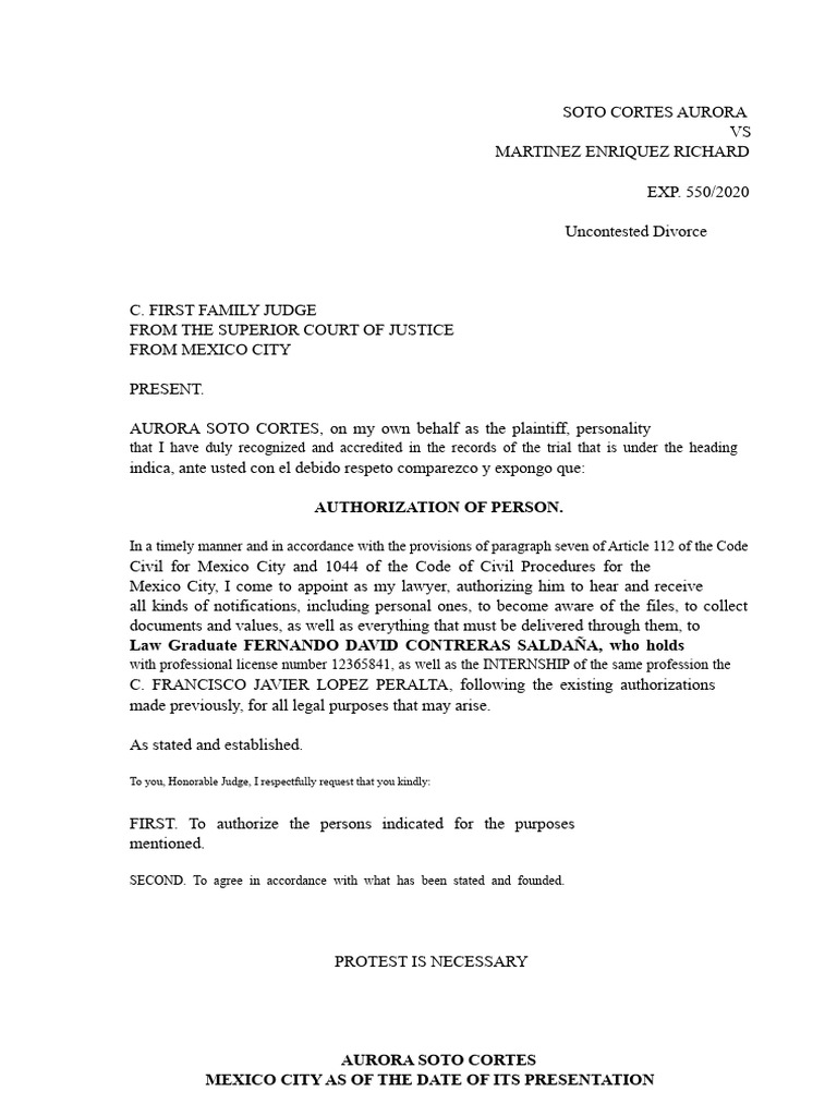 Uncontested Divorce Case Filing in Mexico | PDF | Judge | Judiciaries