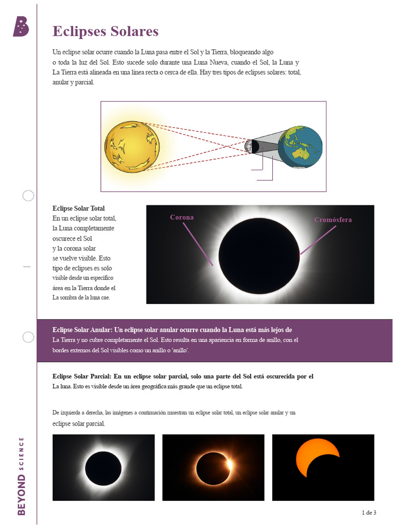 Hoja de Trabajo Sobre Eclipses Solares | PDF | Eclipse solar | Eclipse