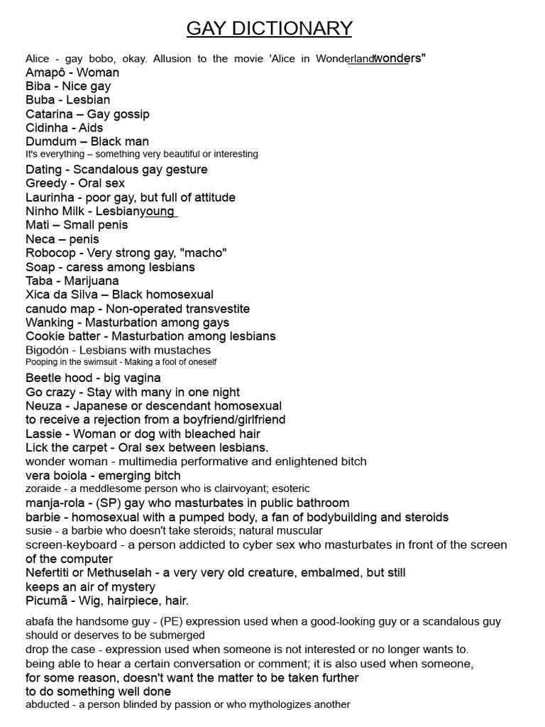 Comprehensive Gay Slang Dictionary | PDF | Gay | Homosexuality