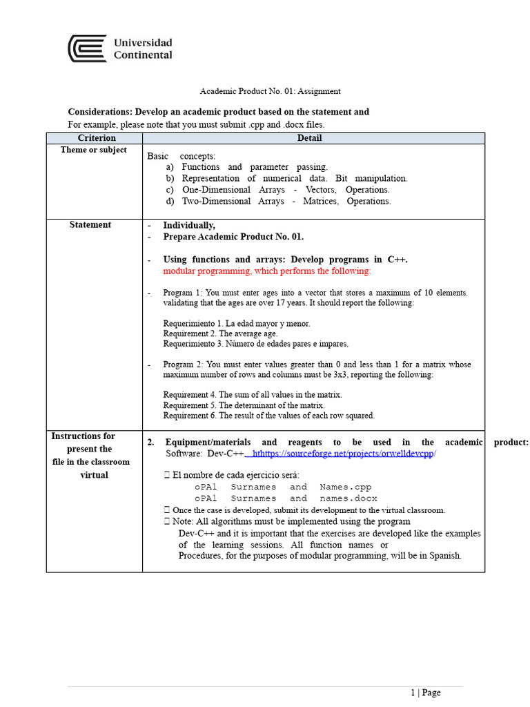 C++ Functions and Arrays Assignment Guide | PDF | Matrix (Mathematics ...