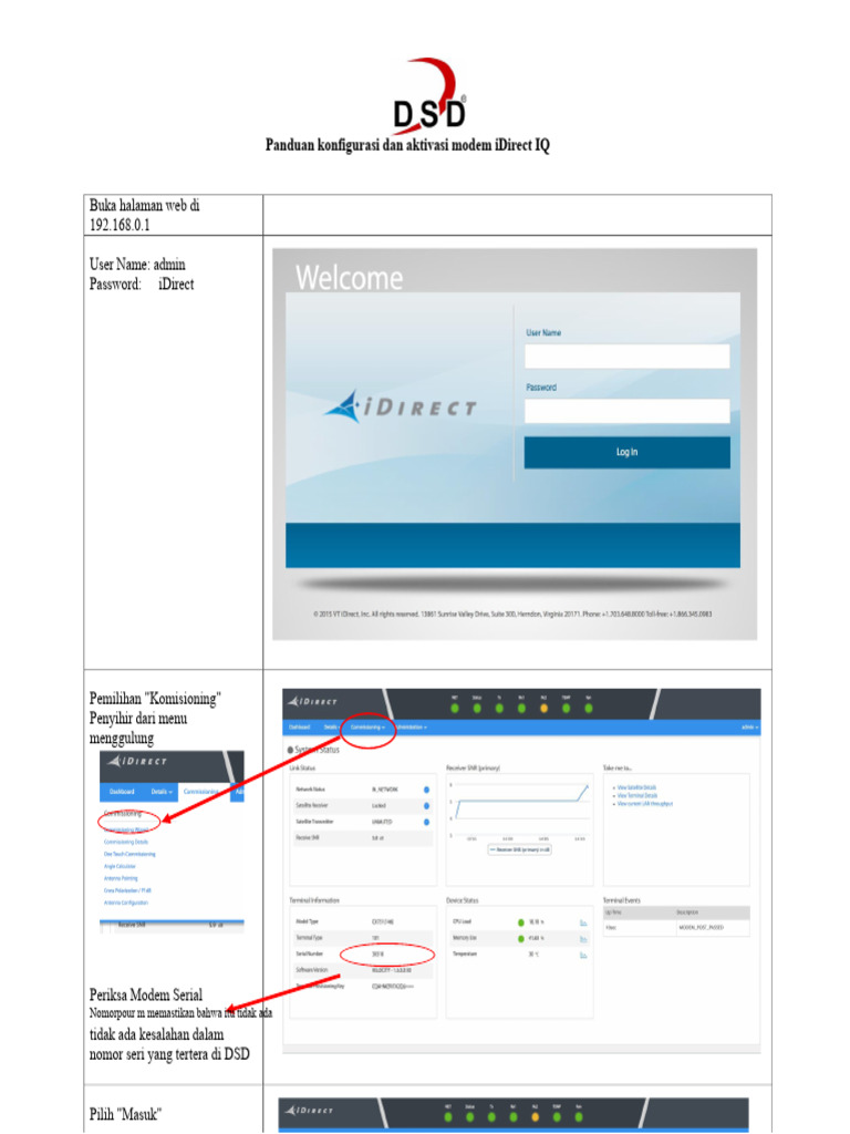 Panduan Aktivasi Modem iDirect IQ | PDF