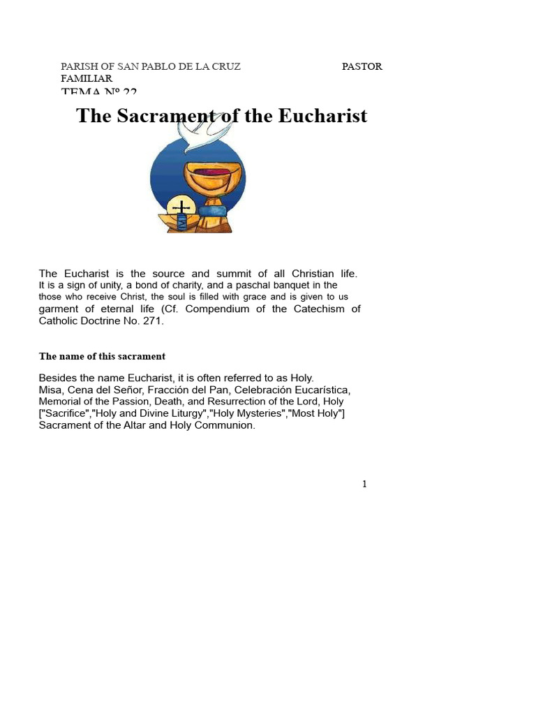 Understanding the Eucharist Sacrament | PDF | Eucharist | Sacraments