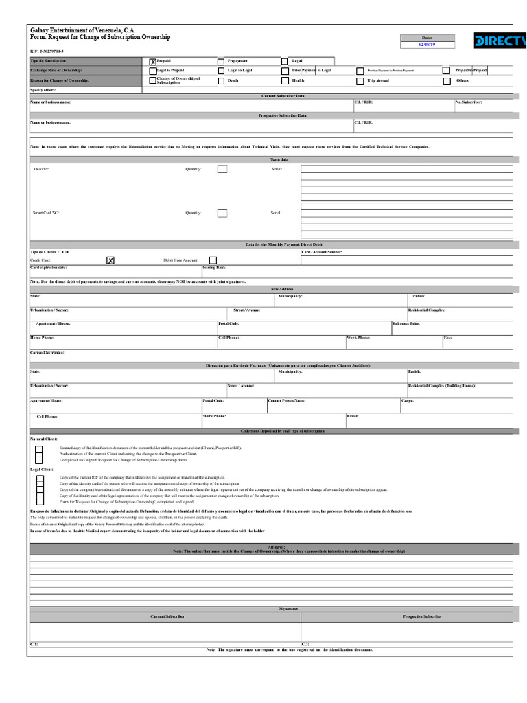 Subscription Ownership Change Request Form | PDF | Debit Card ...