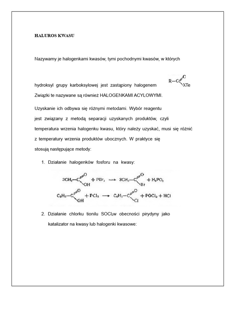 Halogenki Kwasowe | PDF