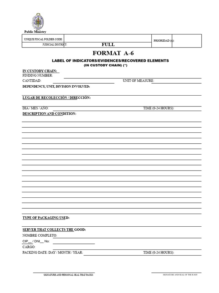 Custody Chain Format for Seized Goods | PDF