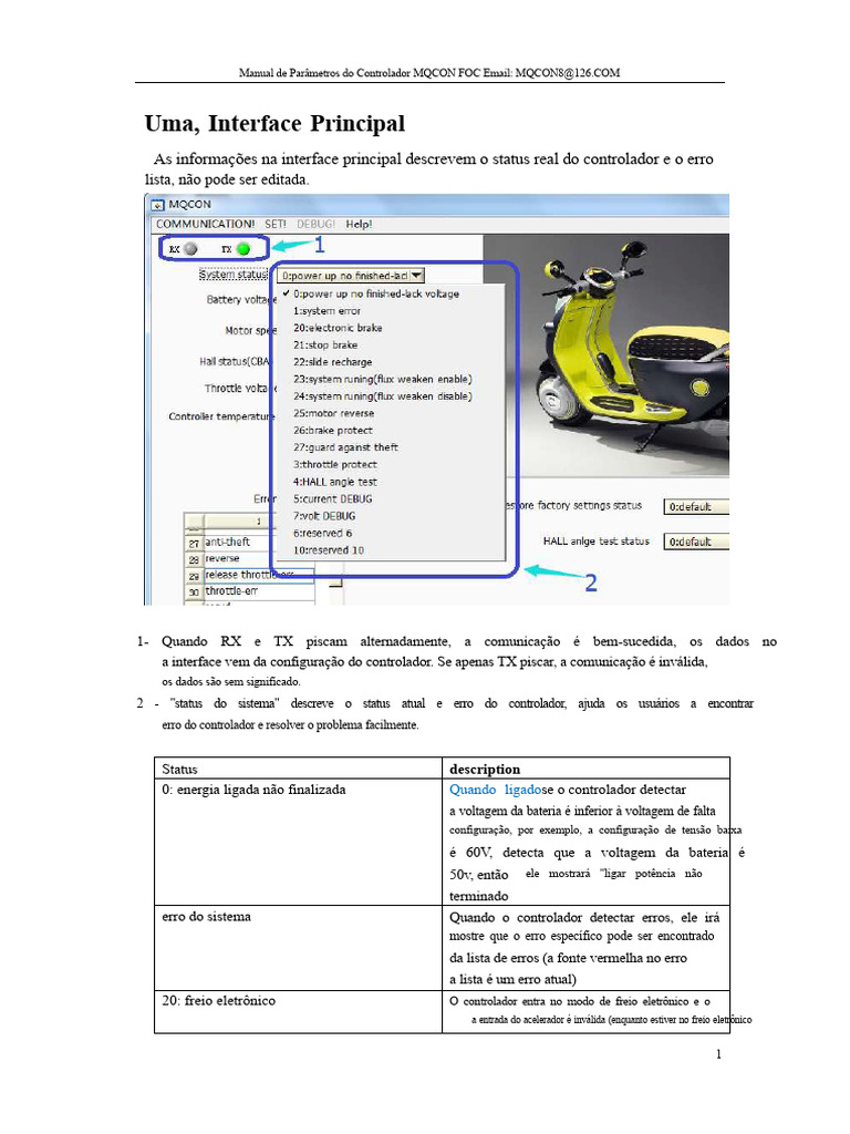Parâmetros do Controlador MQCON FOC | PDF | Motores | Acelerador de ...