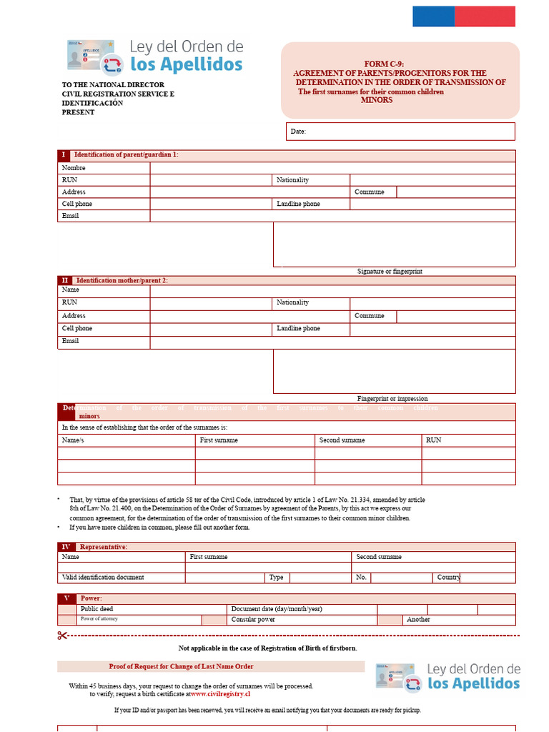 Parental Agreement for Surname Order | PDF | Birth Certificate ...