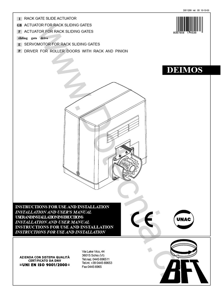 Deimos SR Installation Manual PDF PDF Gear Automation — free download