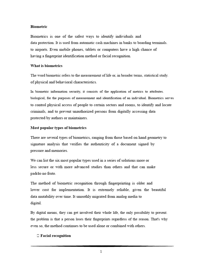 Understanding Biometric Identification Methods | PDF | Biometrics ...