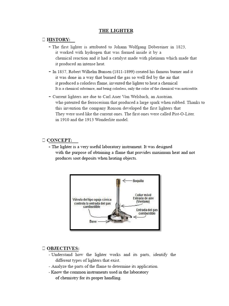 History and Function of Laboratory Lighters | PDF | Energy Technology ...