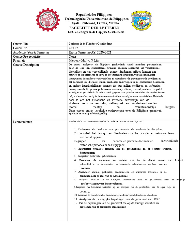GEC2 - Cursusoverzicht | PDF