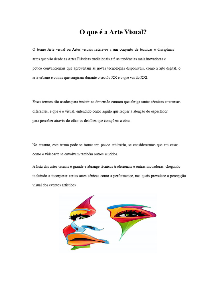 O que é Arte Visual? | PDF | Educação em Artes Liberais | As artes