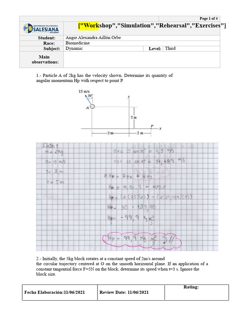 Activity 2 | PDF | Force | Angular Momentum