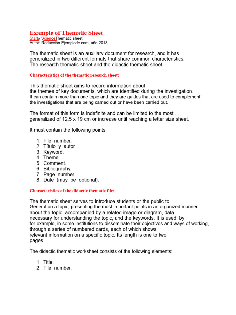 Thematic Sheet Examples for Research | PDF | Bibliography