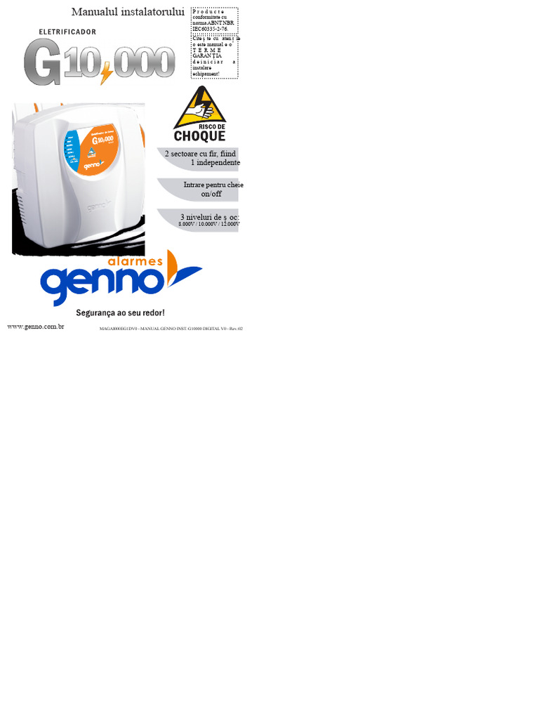 Manual de Instalator Genno - Electrizator g10000 - V0 - Rev03 | PDF