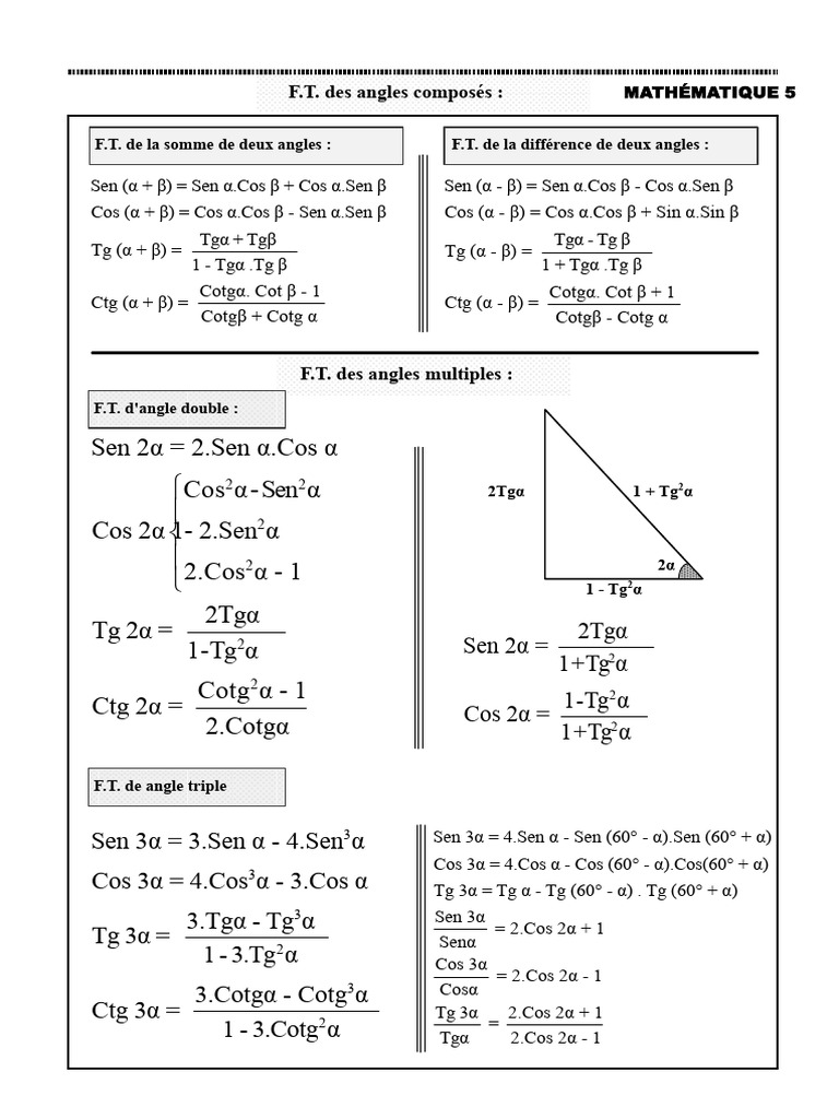 Formules Trigonométriques Essentielles | PDF | Trigonométrie | Géométrie