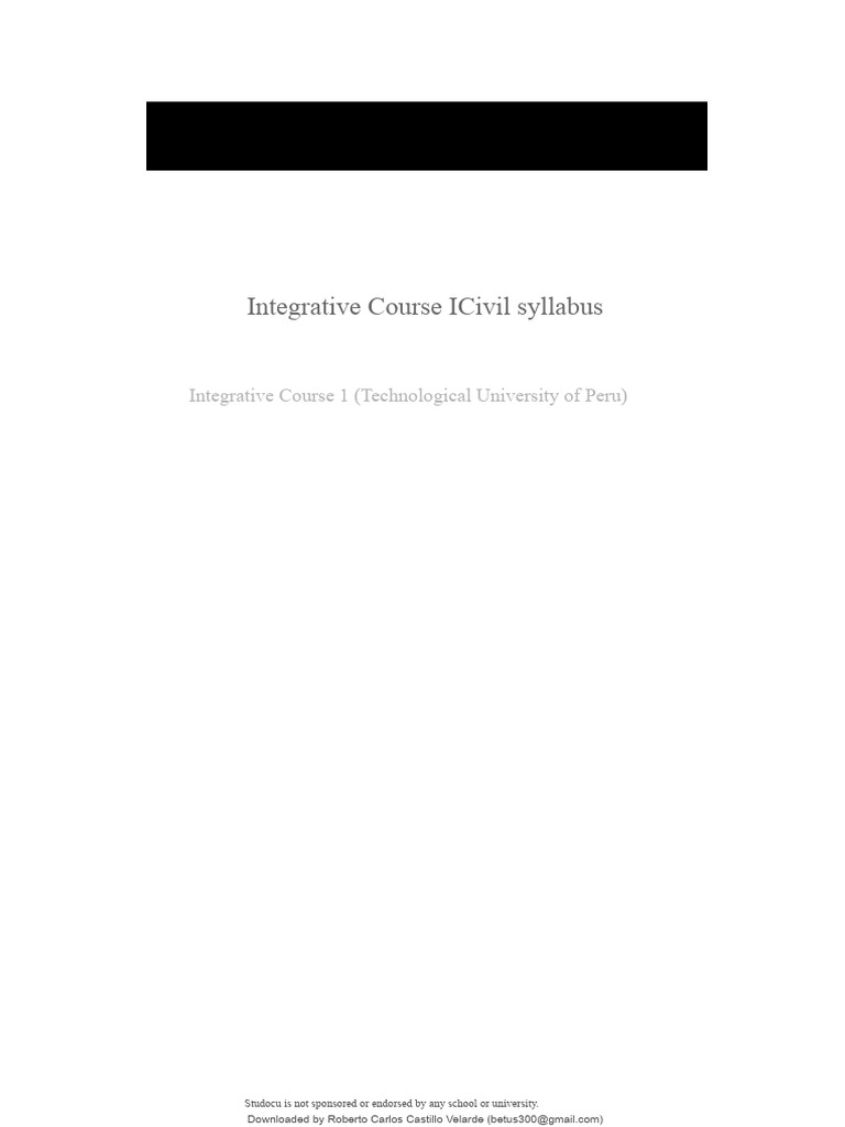 Integrative Course I Syllabus - Civil Engineering | PDF