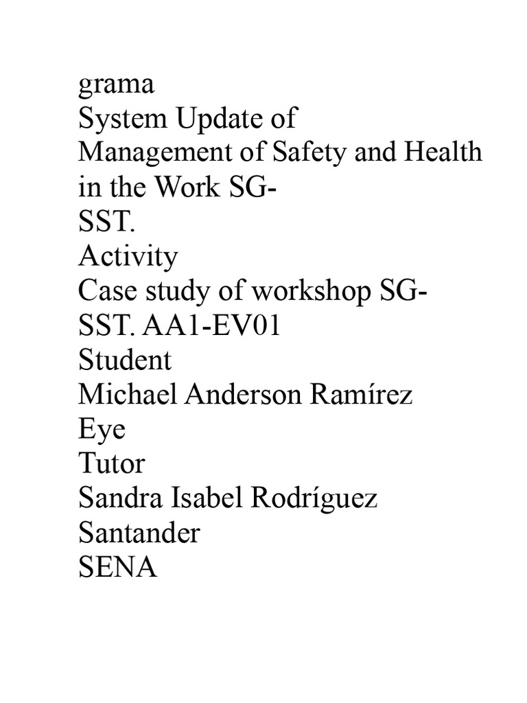 SG-SST Management System Update Case Study | PDF | Occupational Safety ...