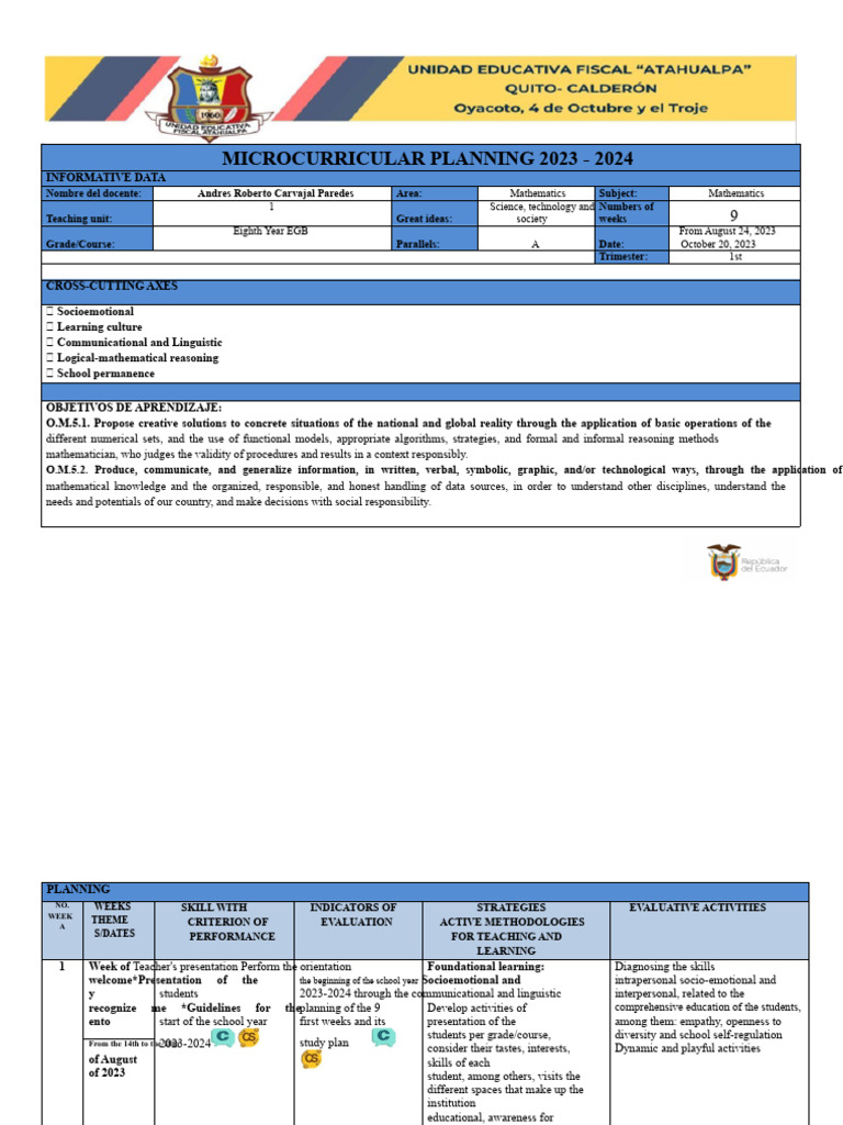 9 Weeks Planning 8th Grade Mathematics | PDF | Mathematics | Numbers