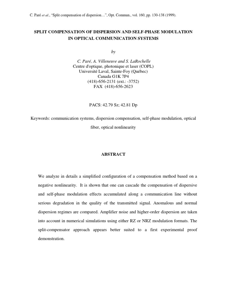 Split Compensation in Optical Systems | PDF | Dispersion (Optics ...