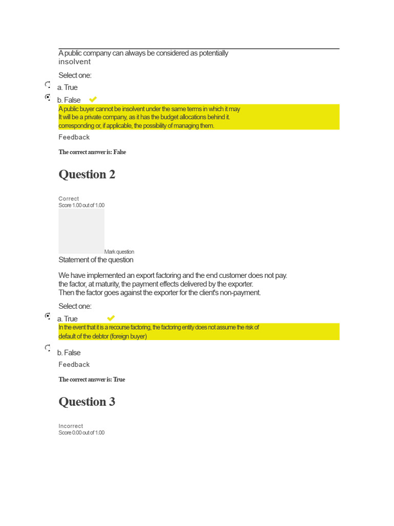 Final Exam Payment and Risk International Trade | PDF | Factoring ...