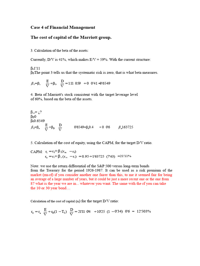Marriott Group Cost of Capital Analysis | PDF | Cost Of Capital ...