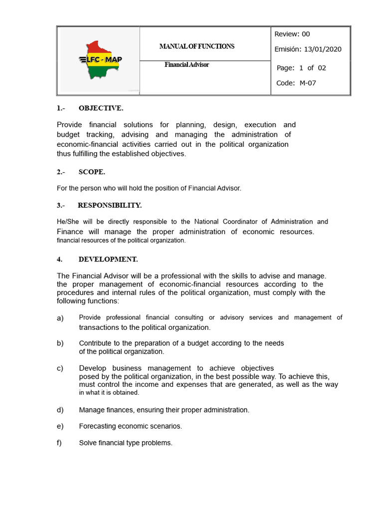 M-07 Functions Manual Financial Advisor | PDF