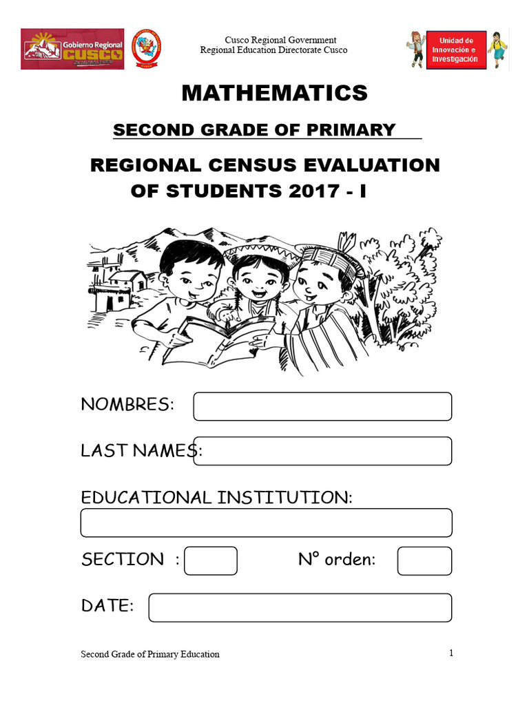 Cusco 2nd Grade Math Evaluation 2017 | PDF