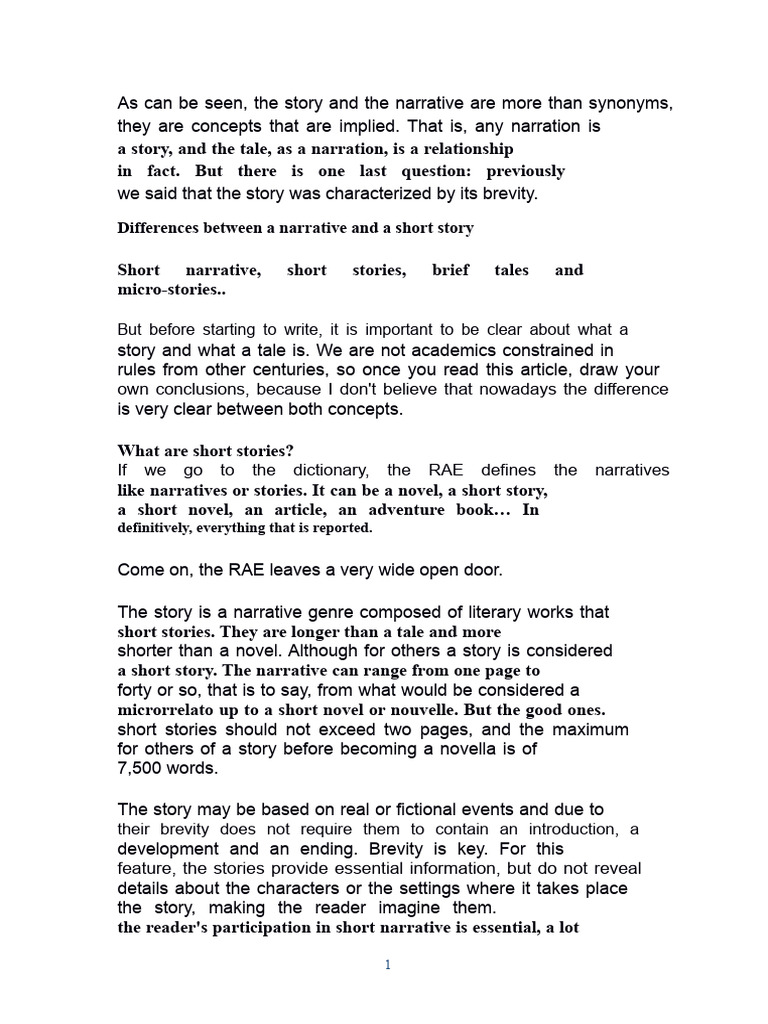 Differences Between Narratives and Short Stories | PDF | Narrative ...