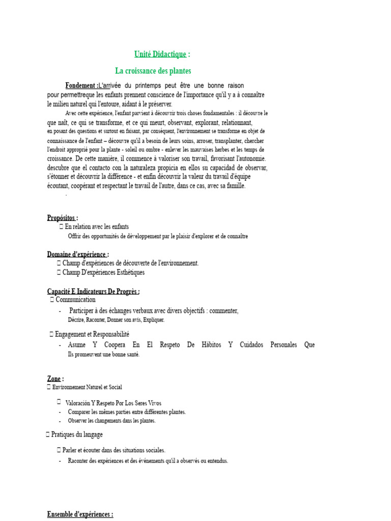 Découverte de la croissance des plantes | PDF