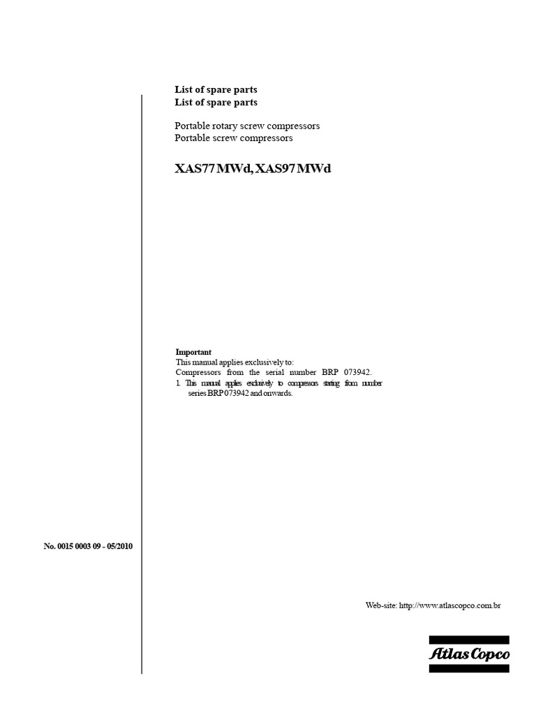 Portable Compressor Spare Parts List | PDF | Mechanical Engineering