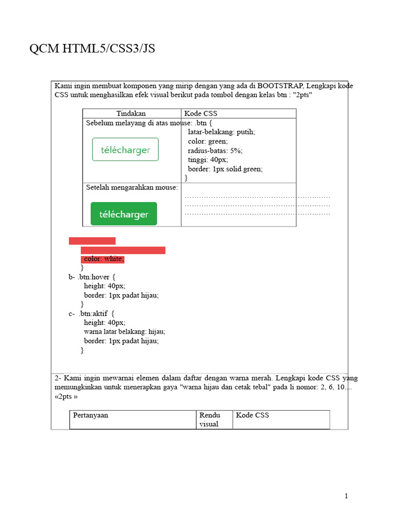 Kode CSS dan HTML untuk Efek Tombol dan Formulir | PDF