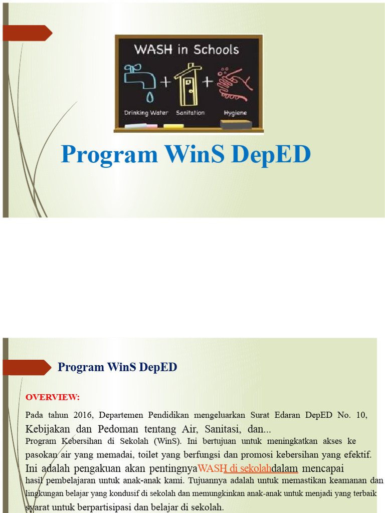 Program WinS DepED: Kebersihan Sekolah | PDF