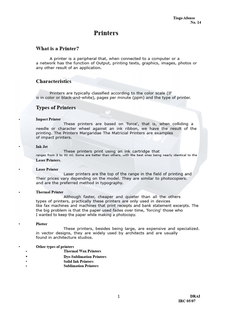 Overview of Printer Types and Issues | PDF | Printer (Computing) | Cyan