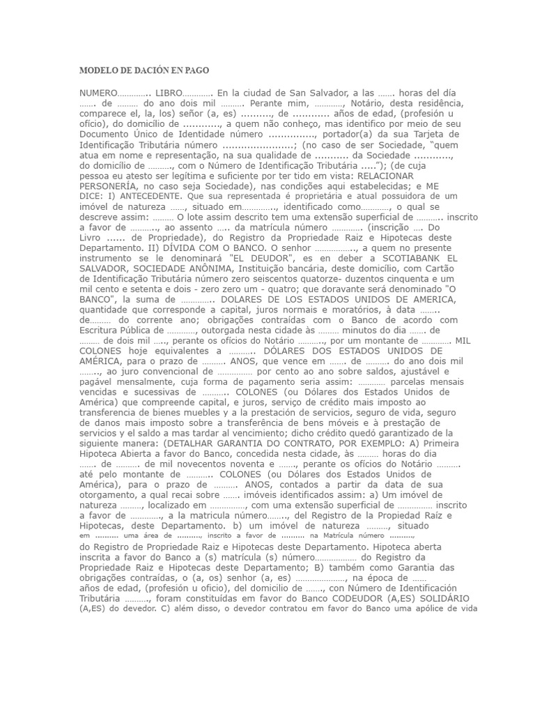 Modelo de Dação em Pagamento Notarial | PDF | Propriedade intelectual ...