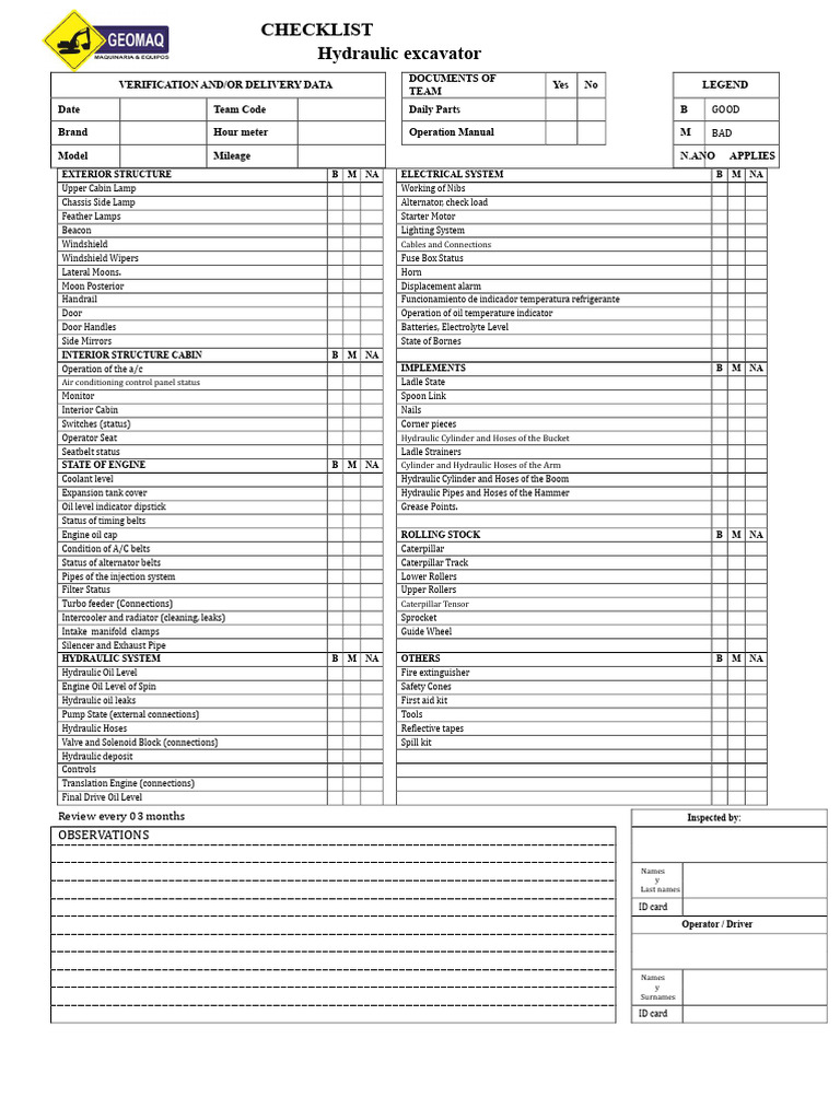 Check List - Front Loader | PDF | Vehicles | Motor Vehicle