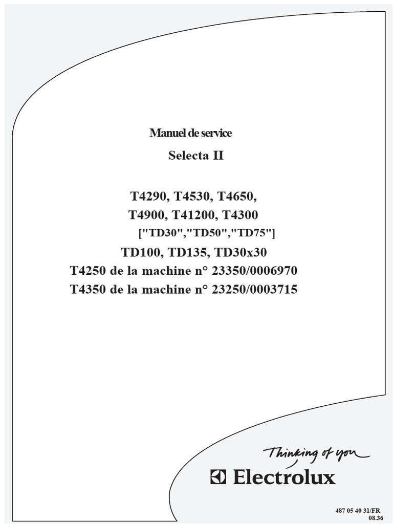 Manuel de service Selecta II - Sécurité et programmation | PDF ...