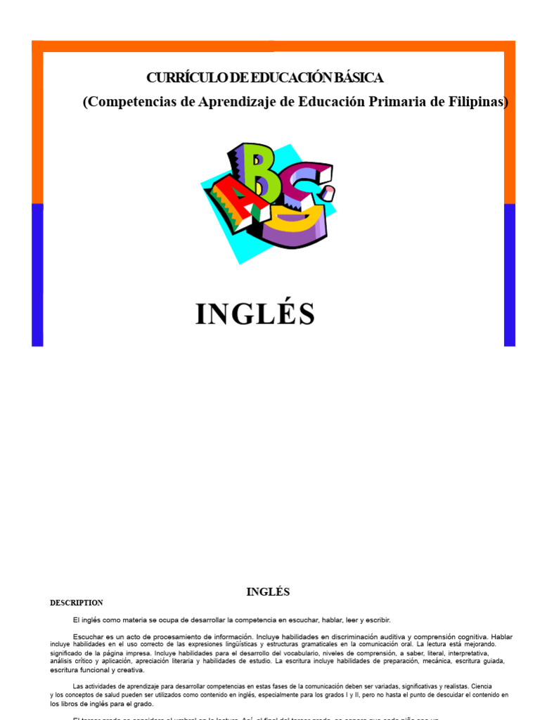 Competencias en Inglés | PDF | Literatura | Educación primaria