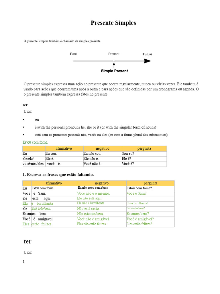 Guia Completo do Presente Simples | PDF | Sentimento | Emoções