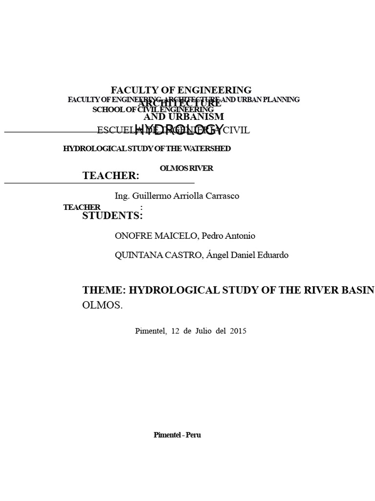 Comprehensive Olmos River Hydrology Study | PDF | Drainage Basin | River