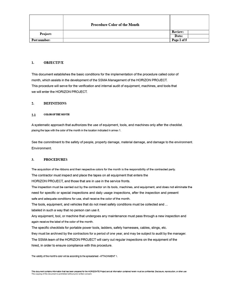 Monthly Color Procedure for Equipment Safety | PDF | Electrical Wiring ...