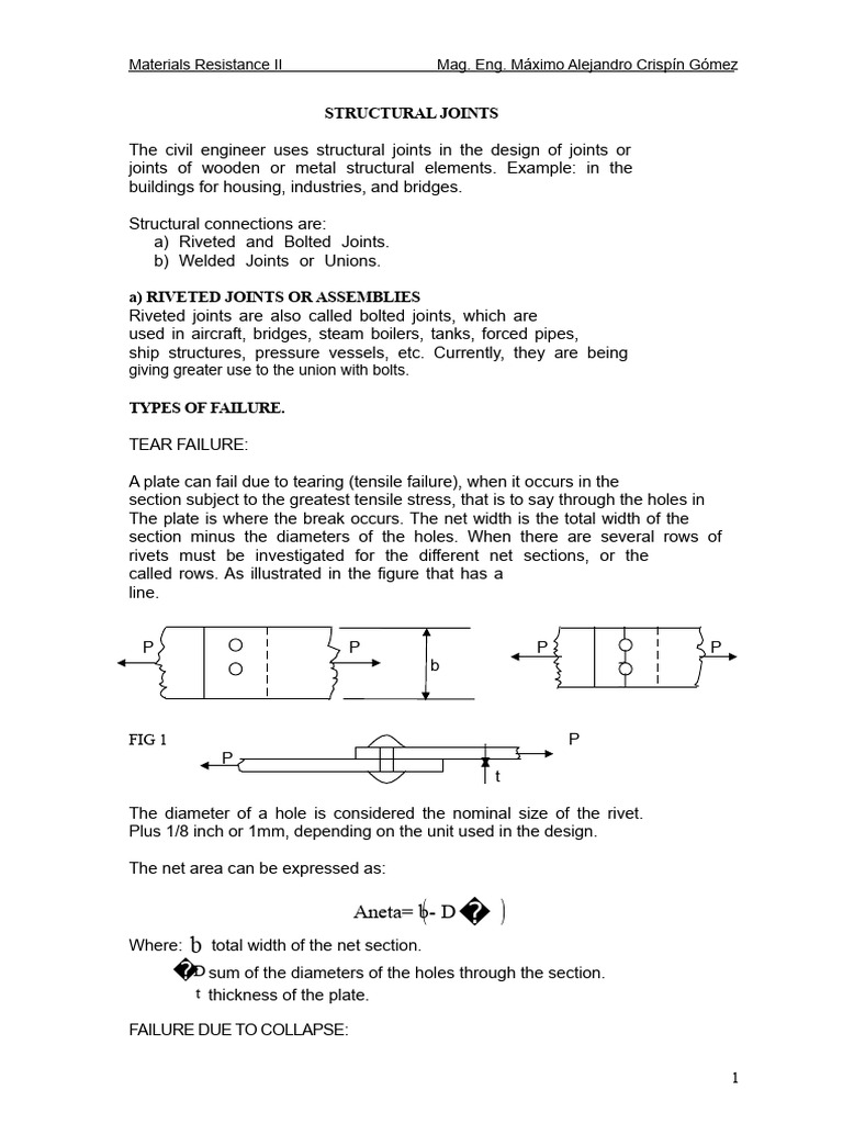 Structural Joints: Riveted and Bolted Connections | PDF | Rivet | Screw