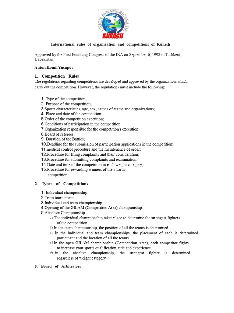 International Rules For The Organization and Competitions of Kurash ...