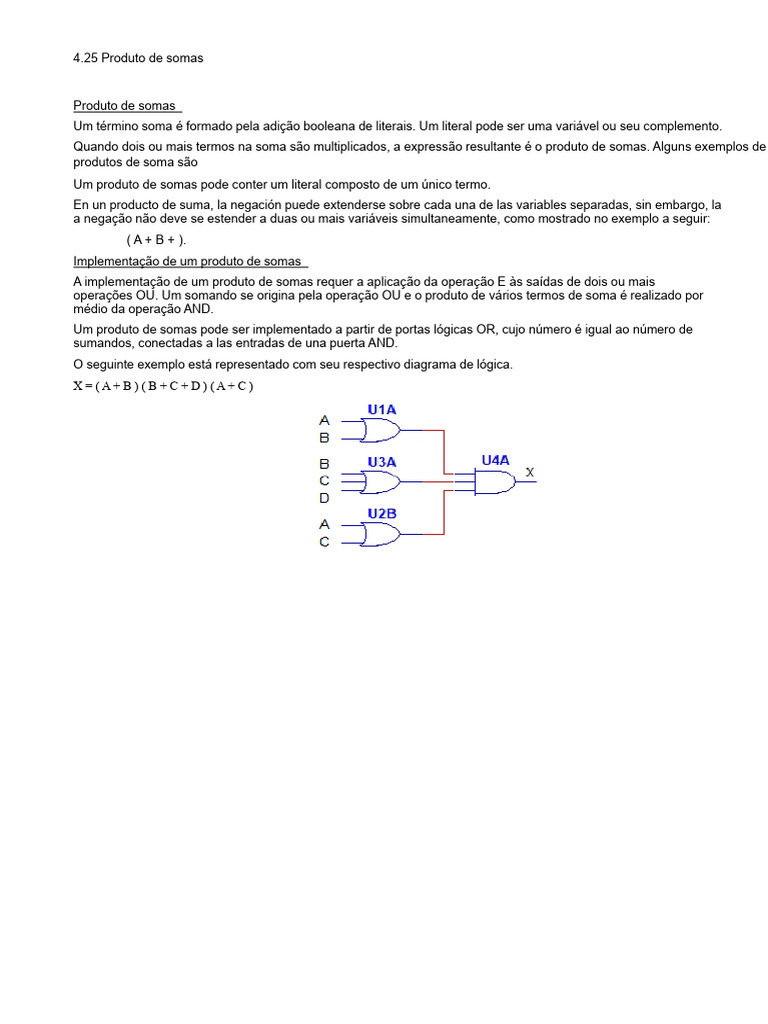 Produto de Somas em Álgebra Booleana | PDF | Multiplicação | Lógica ...