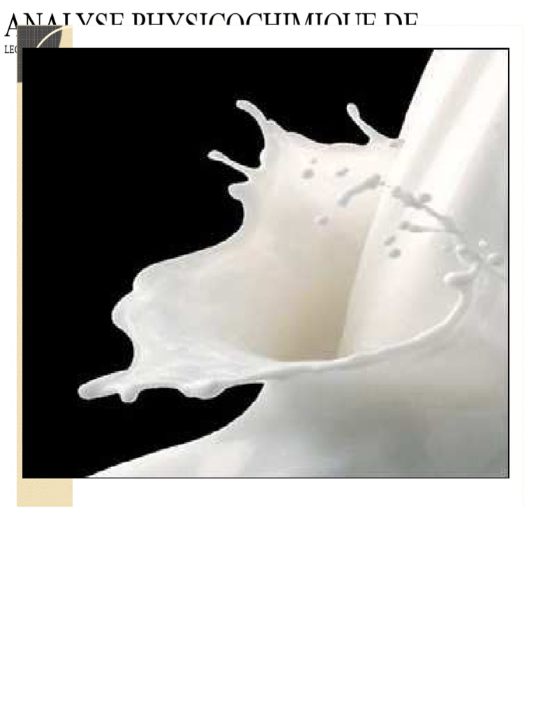 Analyse physicochimique du lait PDF Lait Peroxyde d'hydrogène — free download