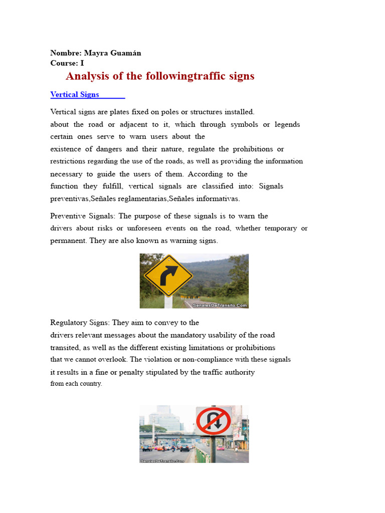 Traffic Sign Analysis: Vertical & Horizontal | PDF | Traffic ...
