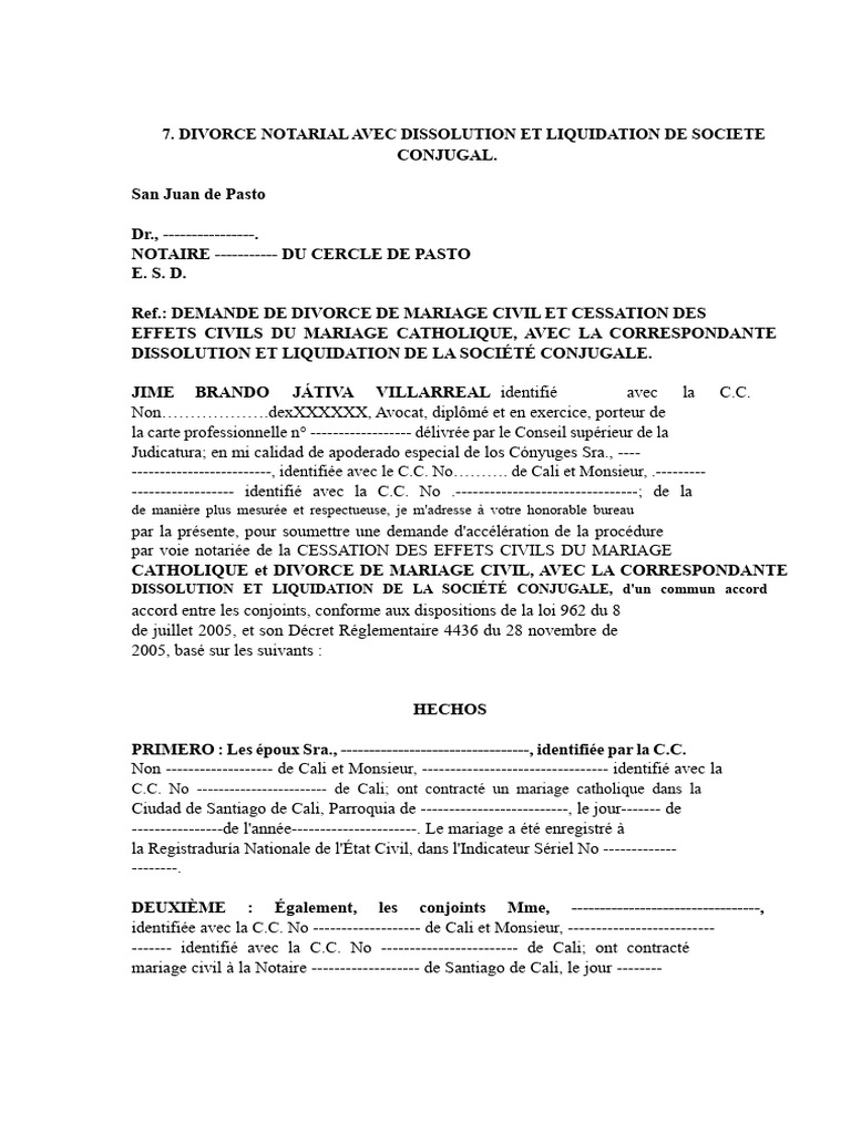 Divorce Notarial et Liquidation de Société | PDF | Mariage | Divorce