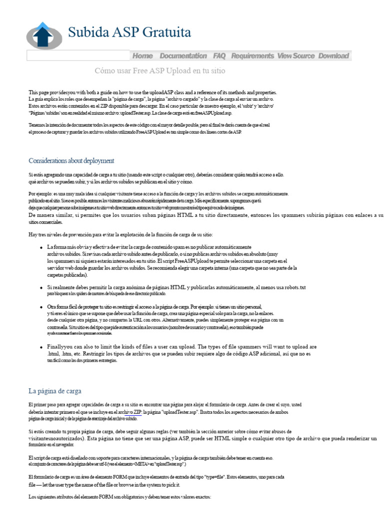 Guía de Carga de Archivos en ASP | PDF | Spamming | HTML