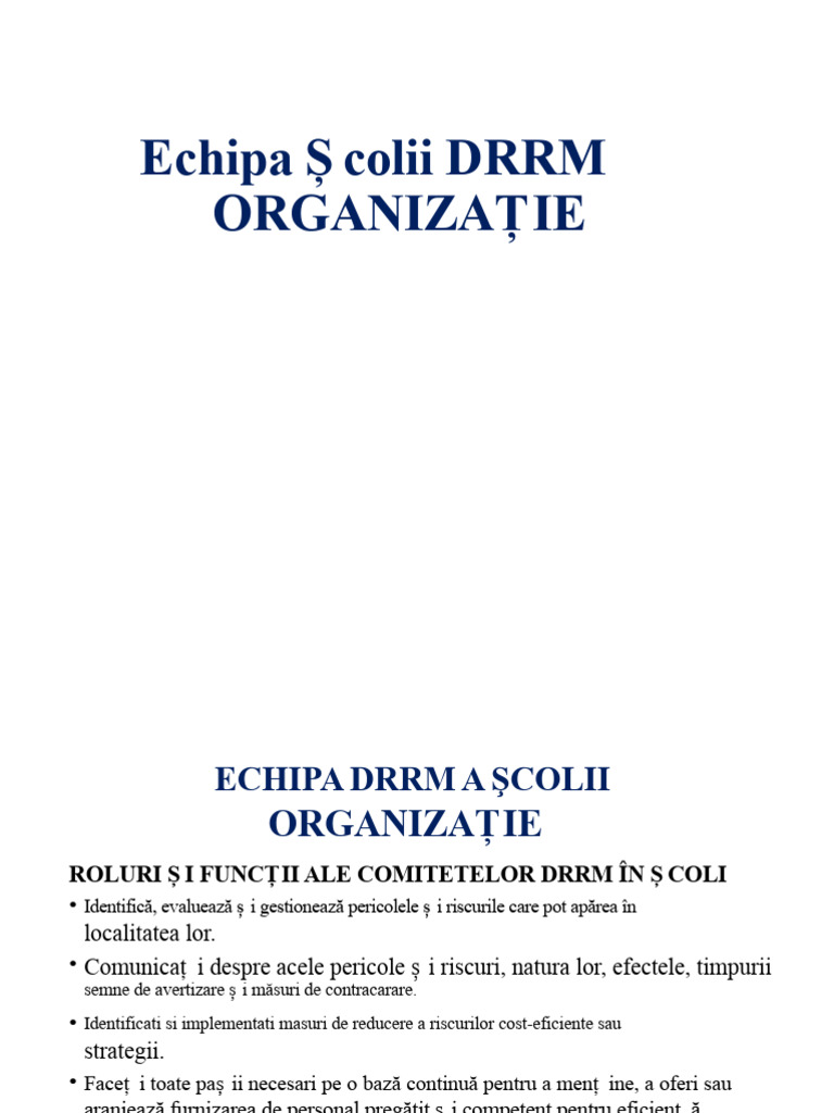 Organizarea Echipei Școlare de Management Al Riscului | PDF